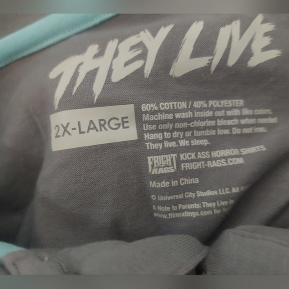 Fright Rags They Live Polo Golf Shirt Gray with Zombie On Pocket Men's 2XL EUC. - Picture 6 of 6